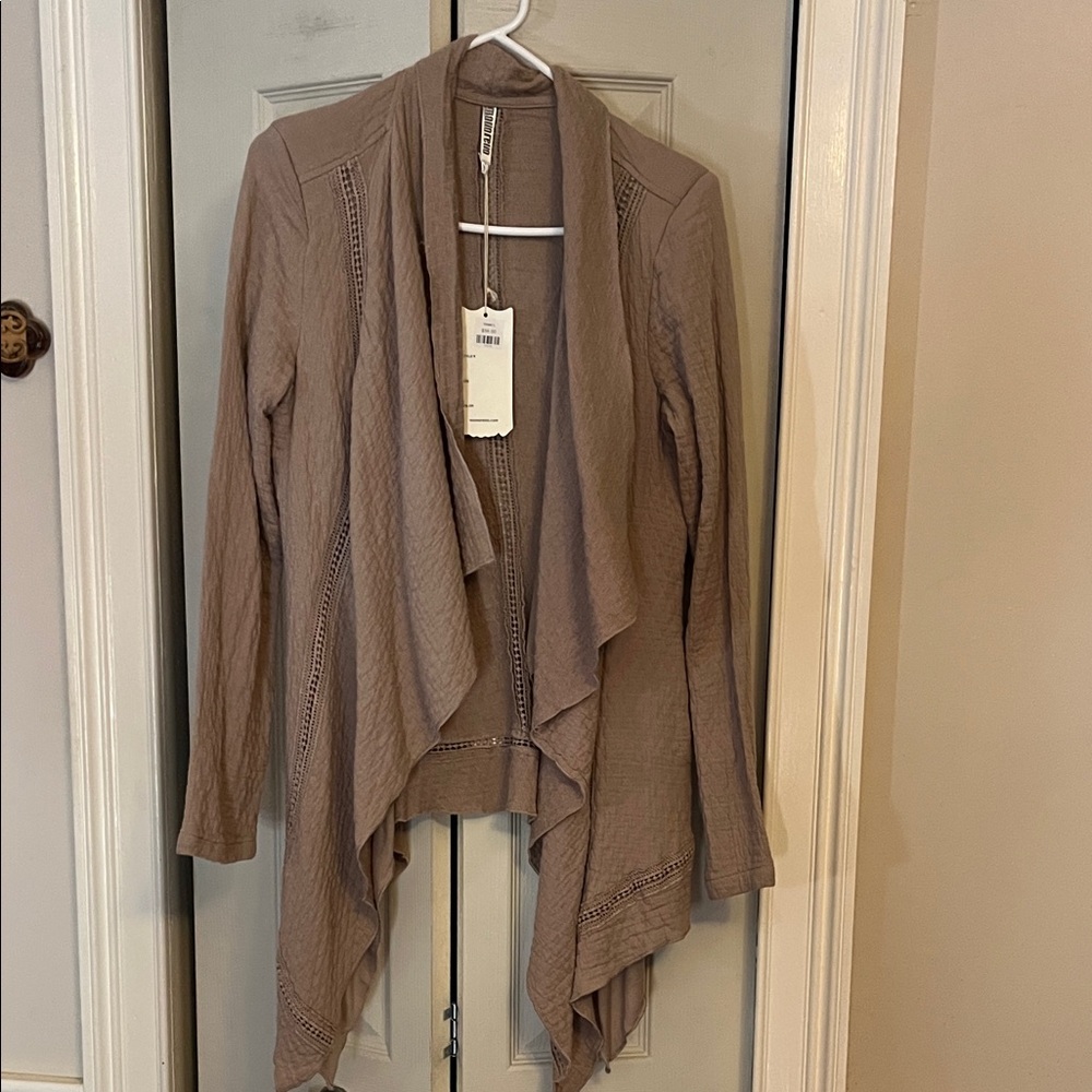 Monoreno Taupe Drape Cardigan